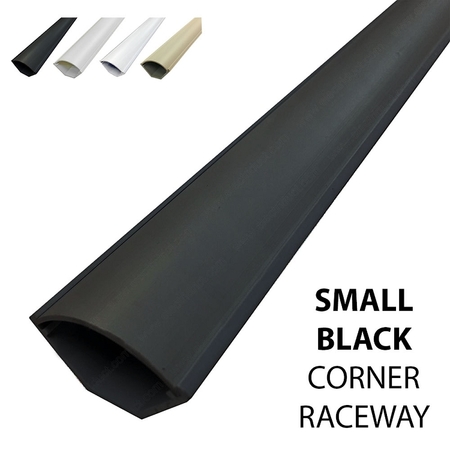 Electriduct Small Corner Duct 1250 Series Cable Raceway- 5ft x 20pcs- Black SRCD-1250-5-CASE-BK